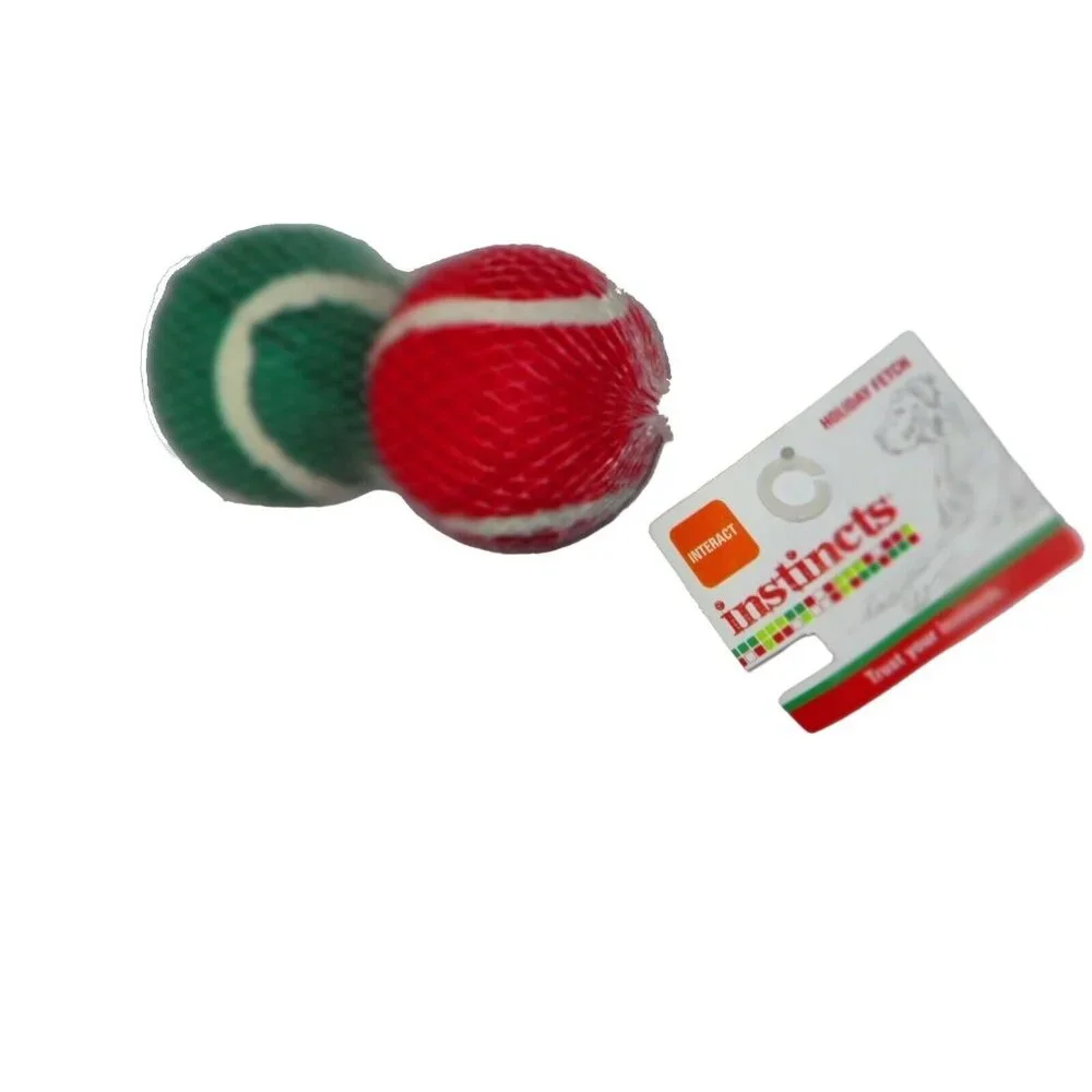 Holiday Dog Christmas Tennis Balls Set Red Green Throw Fetch Christmas Toy Small